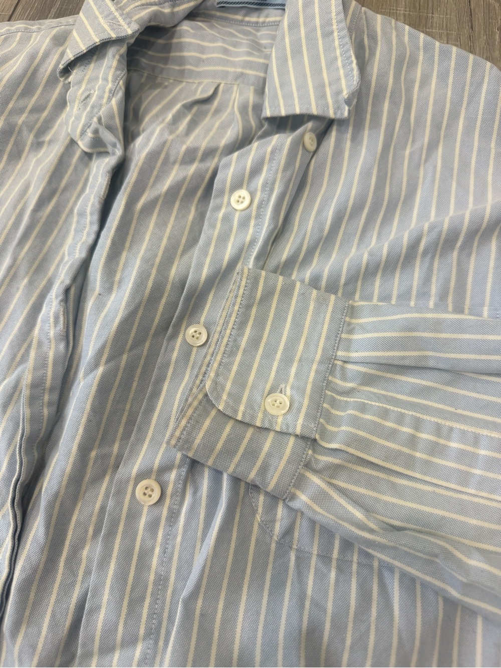Prada Light Blue & White Striped Button-Down blouse. - Picture 2 of 5
